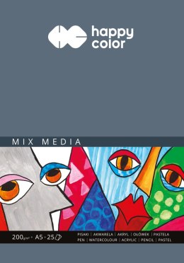 Blok MIX MEDIA, ART, A5, 25 ark, 200g, Happy Color HA 3720 1520-A25