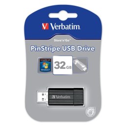 Pamięć Pendrive VERBATIM 32GB USB 2.0 czarny PINSTRIPE 49064