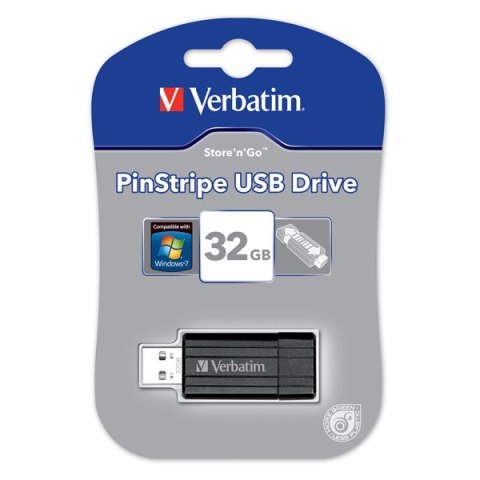 Pamięć Pendrive VERBATIM 32GB USB 2.0 czarny PINSTRIPE 49064