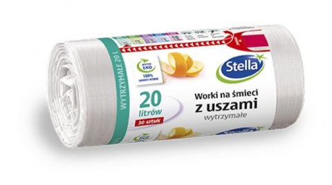 Worki na śmieci z uszami wytrzymałe 20L 30szt. białe (HD-LD) STELLA