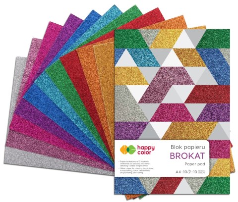 Blok BROKAT, A4, 10 ark, 150g, 10 kolorów, Happy Color HA 3815 2030-BR