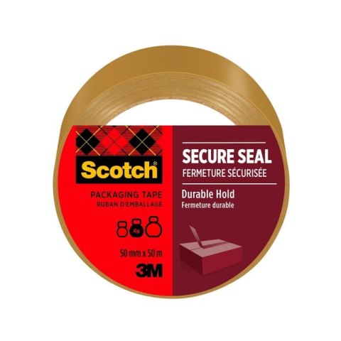 Scotch_ Secure Seal, taśma pakowa, brązowa, 50 mm x 50 m, 1 roleka/opakowanie BARDZO MOCNA, kauczukowa 7100300848