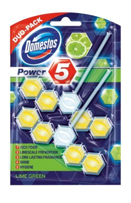 DOMESTOS Zawieszka do toalety POWER5 DUO LIME 5x2x55g 03204