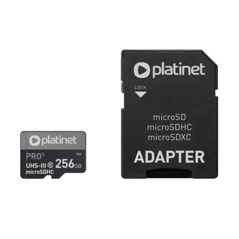 Karta pamięci Micro SDhc + adapter 256GB class10 UIII A2 90MB/s Platinet PMMSDX256UIII