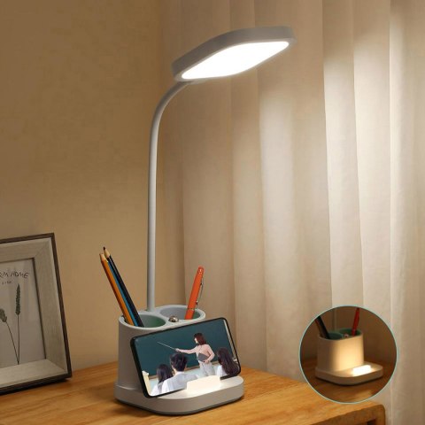 Lampka biurkowa, akumulator, led PLATINET 5W biała, przybornik na długopisy, ładowarka, PEN HOLDER PDL008