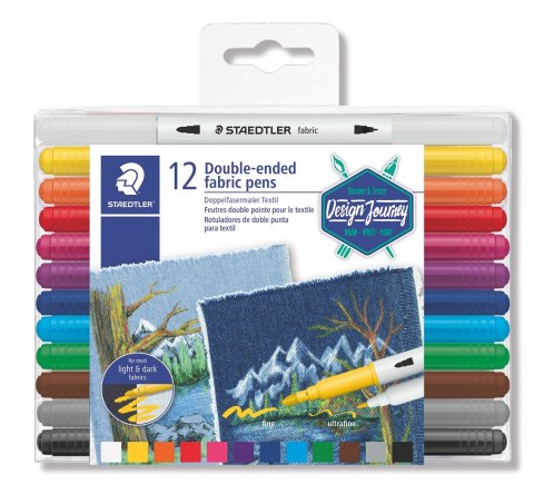 Flamastry dwustronne, do tkanin, Design Journey, 12 kol, Staedtler S 3190 TB12