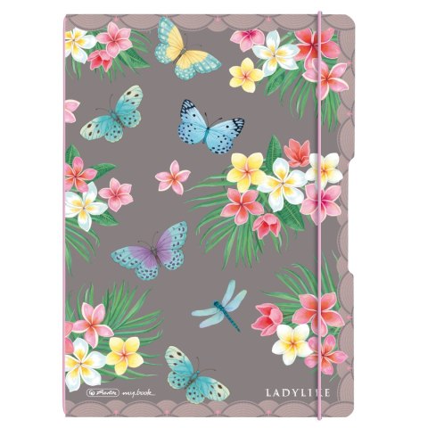 Notatnik A4 2x40 kartek linnia/kratka PP flex ladylike butterflies 50044337 Herlitz