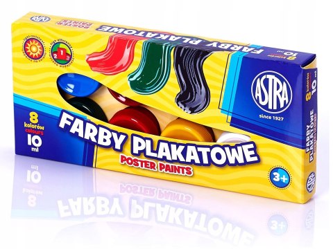 Farby plakatowe Astra 8 kolorów - 10 ml, 83113901