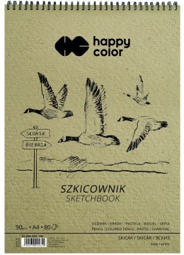 Szkicownik na spirali PTAKI A4, biały, 80 ark, 90g, Happy Color HA 3809 2030-P80