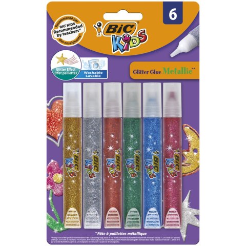 Klej brokatowy BIC Kids Glitter Metallic Blister 6szt, 893269 (X) SALE