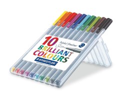 Cienkopis triplus, trójkątny, 0.3 mm, 10 kol. w etui box, Staedtler S 334 SB10