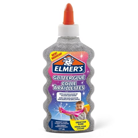 Elmers klej brokatowy, srebrny, zmywalny i przyjazny dzieciom, 177ml, 2077255 (X)