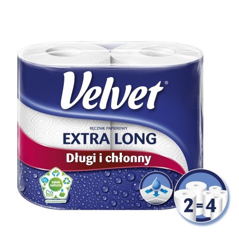 Ręcznik Velvet Extra Long Biały 2 rolki 100% celuloza