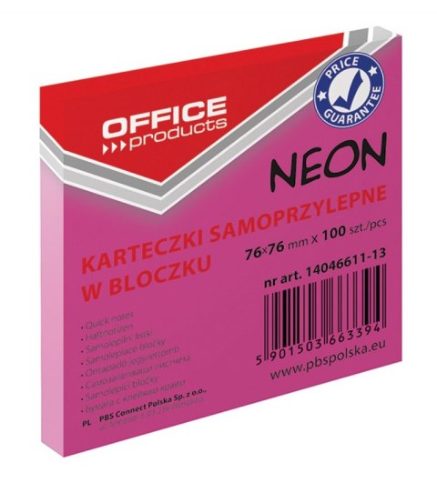 Bloczek samoprzylepny 76x76 100k NEON różowy 14046611-13