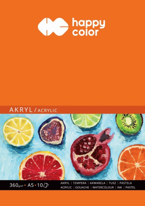 Blok do akrylu Art., A5, 10 ark, 360g, Happy Color HA 7836 1520-A10