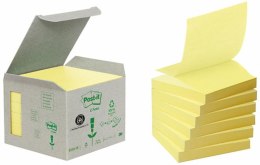 Ekologiczne karteczki samoprzylepne R330-1B Post-it_ Z-Notes z certyfikatem PEFC Recycled, Żółte, 76x76mm, 6 bloczków po 100 kar