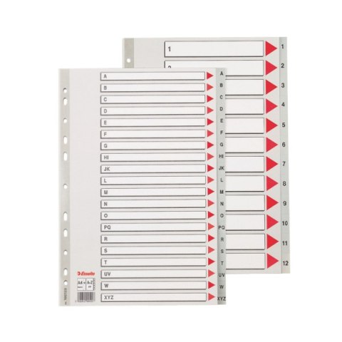 Przekładki plastikowe szare PP alfabetyczne A4 Esselte, A-Z maxi, 100129