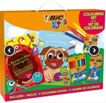 Zestaw kreatywny BIC z kolorowanką 512023/92611 (12 flamastrów + 12 kredek świecowych + 12 kredek ołówkowych + 2 kolorowanki)
