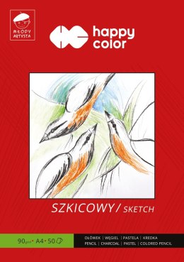 Blok szkicowy Młody Artysta, A4, 50 ark, 90g, Happy Color HA 3709 2030-M50