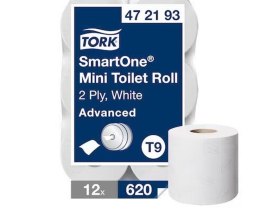 Papier toaletowy TORK Smart One (12 rolek) mini jumbo, 2 warstwy, kolor biały, makulatura z celulozą, 111m, T9 472193