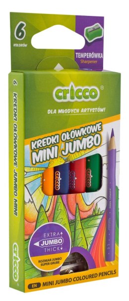 Kredki trójkątne 6-kolorowe z temperówką MINI JUMBO, AX CR328K6