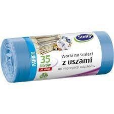 Worki do segegacji PAPIER niebieskie z uszami LDPE 35l (20szt.) STELLA 032211