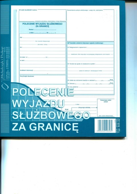 505-2Z Polecenie wyjazdu służbowego za granicę 2/3 A4