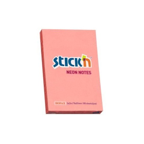 Bloczek STICKN 76x51mm różowy neon 100k 21162 STICKN