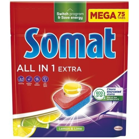 SOMAT Tabletki do zmywarki MEGA 75 szt. All in one Extra Lemon 09282