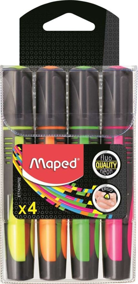 Zakreślacz FLUO PEPS max mix kolorów 4szt etui pud. z zaw. MAPED 742947