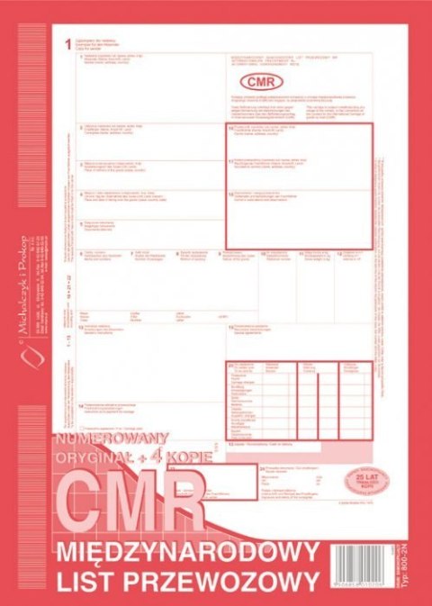 800-2 CMR A4 80kartek 1+4 międzynarodowy list przewozowy MICHALCZYK