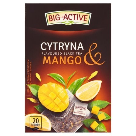 Herbata BIG-ACTIVE Cytryna & Mango 20 torebek/40g z kawałkami owoców czarna