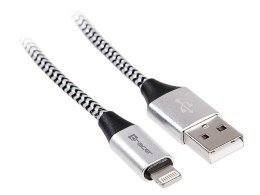 Kabel USB 2.0 iPhone AM - lightning 1,0m czarno-srebrny TRACER TRAKBK46268