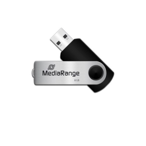 Pamięć Pendrive MediaRange 8GB USB 2.0, obracany, srebrno-czarny, MR908