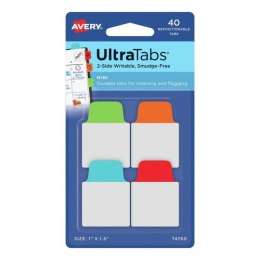 Ultra Tabs - samoprzylepne zakładki indeksujące, kolorowe, klasyczne, 25,4x38, 40 szt., Avery Zweckform 74760